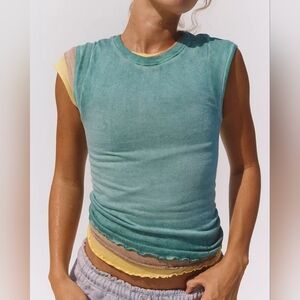 Free People Movement Double Point Tee – Teal – M/L – NWOT